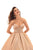 Tarik Ediz - 93711 Strapless V-neck Pleated Ballgown In Gold