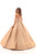Tarik Ediz - 93711 Strapless V-neck Pleated Ballgown In Gold