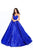 Tarik Ediz - 93711 Strapless V-neck Pleated Ballgown In Blue