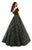 Tarik Ediz - 93712 Surplice Off Shoulder Glitter Floral Ballgown In Green