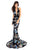 Tarik Ediz - 93726 Plunging Halter Floral Evening Dress In Black