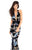 Tarik Ediz - 93726 Plunging Halter Floral Evening Dress In Black