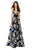 Tarik Ediz - 93727 Floral Plunging Halter A-Line Gown In Black