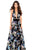 Tarik Ediz - 93727 Floral Plunging Halter A-Line Gown In Black