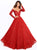 Tarik Ediz - 93729 Illusion Nude Shoulders Allover Lace Ballgown In Red