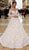 Tarik Ediz - 93729 Illusion Nude Shoulders Allover Lace Ballgown In White