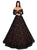 Tarik Ediz - 93729 Illusion Nude Shoulders Allover Lace Ballgown In Black