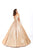 Tarik Ediz - 93730 Plunging Off-Shoulder Pleated Ballgown In Gold