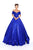 Tarik Ediz - 93730 Plunging Off-Shoulder Pleated Ballgown In Blue