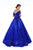 Tarik Ediz - 93730 Plunging Off-Shoulder Pleated Ballgown In Blue