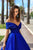 Tarik Ediz - 93730 Plunging Off-Shoulder Pleated Ballgown In Blue