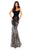 Tarik Ediz - 93746 Animal Printed Beaded Trumpet Dress In Black