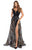 Tarik Ediz - 93748 Floral Appliqued Animal Printed Evening Dress In Black