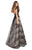 Tarik Ediz - 93748 Floral Appliqued Animal Printed Evening Dress In Black