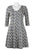 Taylor - 9209M V Neck Jacquard Quarter Length Sleeve Short Dress In Blue and White
