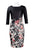 Taylor - 9344M Floral Print Bateau Scuba Sheath Dress In Black and Pink