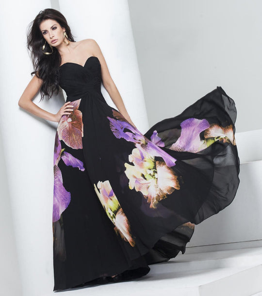 TB Evenings by Mon Cheri - TBE11552 Long Dress In Black Green Multicolor