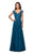 la Femme - 26942 V Neck Floral Lace Appliqued A-Line Tulle Gown In Green