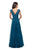la Femme - 26942 V Neck Floral Lace Appliqued A-Line Tulle Gown In Green
