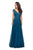 la Femme - 26942 V Neck Floral Lace Appliqued A-Line Tulle Gown In Green