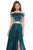 La Femme - 26919 Two-Piece Sleek Off Shoulder High Slit Gown In Blue and Green