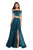 La Femme - 26919 Two-Piece Sleek Off Shoulder High Slit Gown In Blue and Green