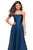 La Femme - 27130 Strapless Ruched Bodice Two Tone Satin A-Line Gown In Blue and Green