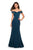 La Femme - 27176 Long Off Shoulder Jersey Trumpet Gown In Blue and Green