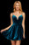 Sherri Hill - 53066 Deep V-neck Short Velvet A-line Dress In Green
