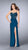 La Femme - Sultry Sleeveless Illusion V-Neck Beaded Jersey Dress 23935 in Green