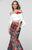 Tarik Ediz - Two Piece Mermaid Gown 50040 in White and Multi-Color