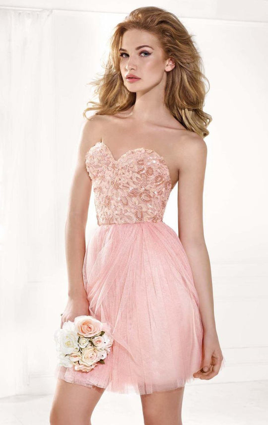 Tarik Ediz - Strapless Cocktail Dress 90364 in Pink