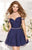 Tarik Ediz - Ruched Cocktail Dress 90380 in Blue