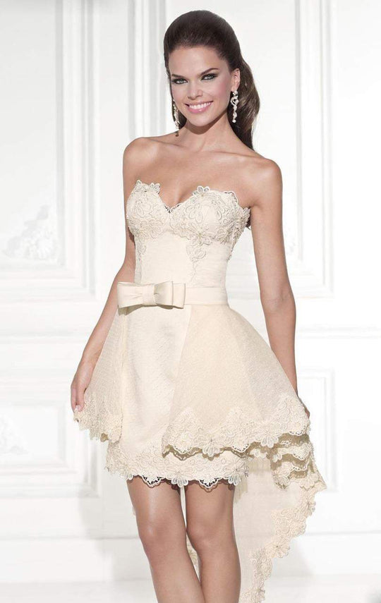 Tarik Ediz - Sweetheart Neck Column Cocktail Dress 90454 in Neutral