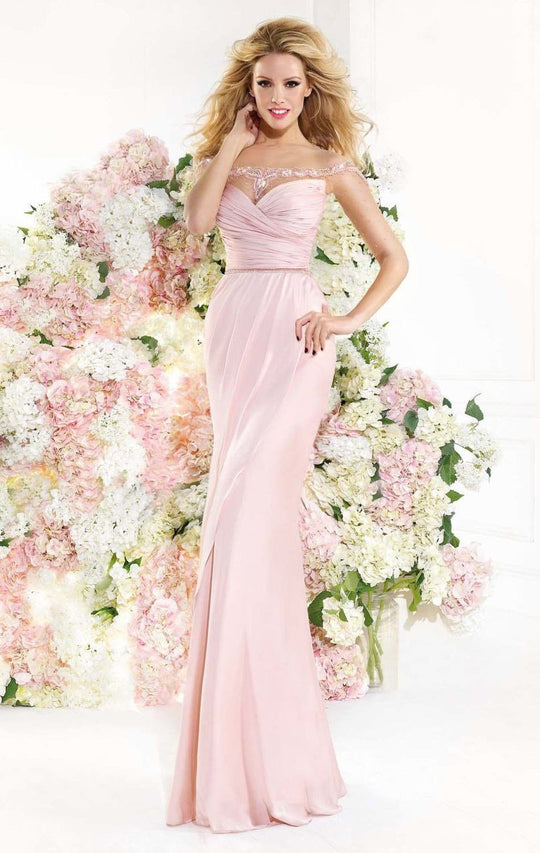 Tarik Ediz - Illusion Draped Gown 92408 in Pink