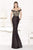 Tarik Ediz - Embroidered Off-The-Shoulder Neck Dress 92485 in Black