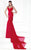 Tarik Ediz Bow Accented Panel Gown 92504 in Red