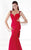 Tarik Ediz Bow Accented Panel Gown 92504 in Red