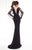 Tarik Ediz - Sheer Cape Gown  92523 in Black