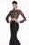 Tarik Ediz - Floral Long Sleeve Gown 92535 in Black