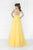 Tarik Ediz - Floral Illusion Bateau Neck Gown 92537 in Yellow