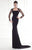 Tarik Ediz - 92543 Square Neck Lace Sleeved Gown  in Black