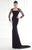 Tarik Ediz - Lace Sleeved Gown 92543 in Black