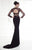 Tarik Ediz - Lace Sleeved Gown 92543 in Black