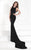 Tarik Ediz - Sheer Lace Halter Gown 92574 in Black