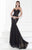 Tarik Ediz - Embroidered Trumpet Gown 92598 in Black