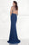 Tarik Ediz - Bateau Neck Sheath Dress 92750 in Blue