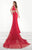 Tarik Ediz - Asymmetrical Neck Sheath Gown 92823 in Red
