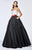 Tarik Ediz - Two-Tone Taffeta Long Gown 93112 in Black and White
