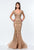Terani Couture - Embellished Scoop Neck Mermaid Gown 151GL0425B in Brown